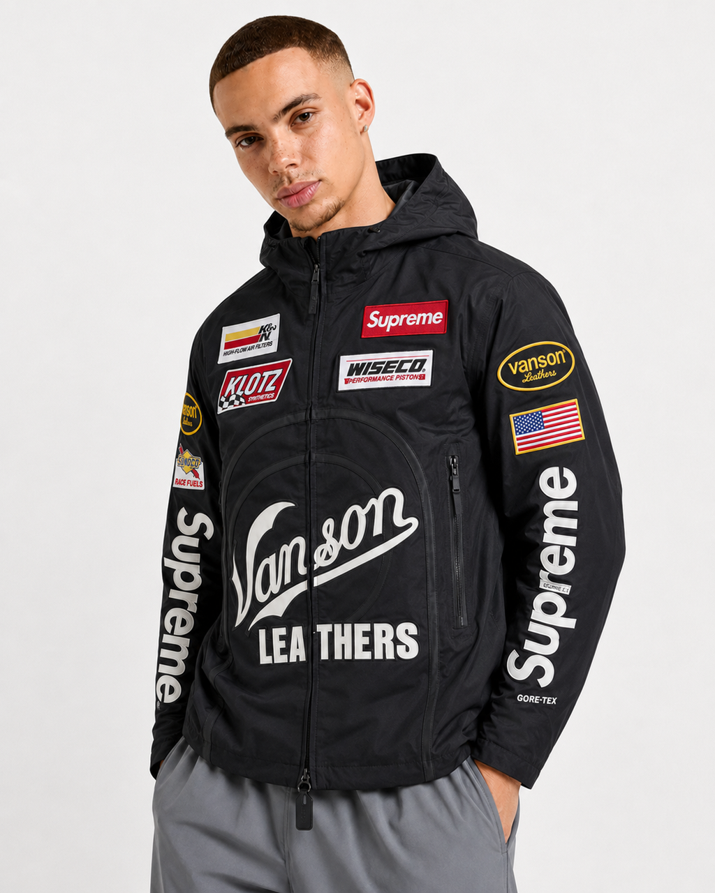 Supreme Vanson Leathers GORE-TEX Shell Men Jacket - Black